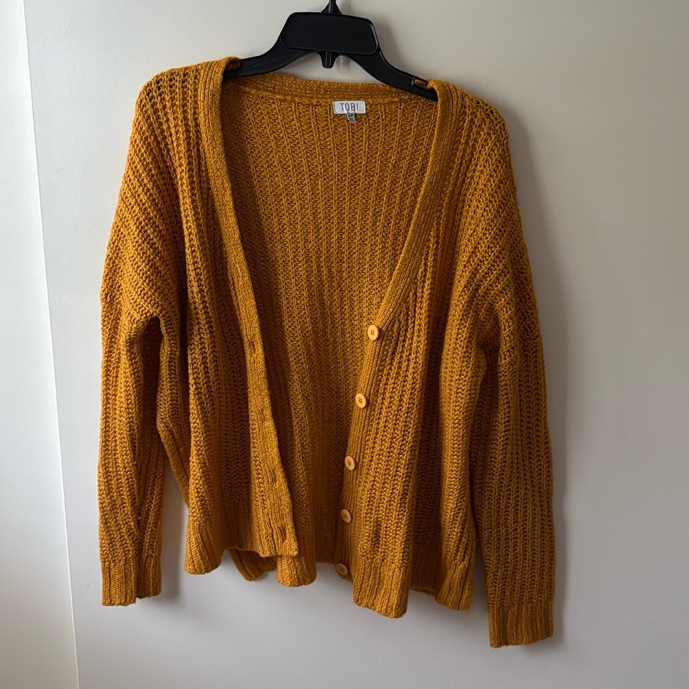 TOBI mustard colored knit cardigan